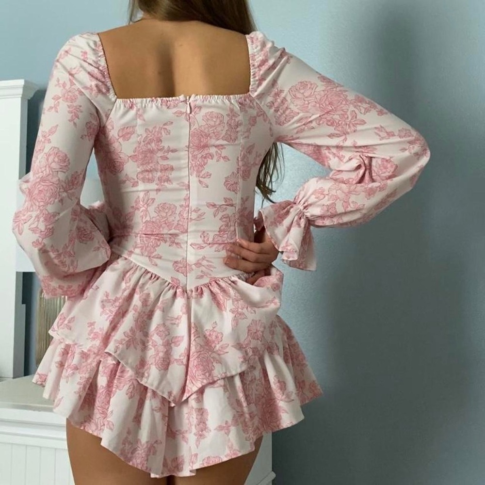 Pink Floral Ruffle Dress - Picture 3 of 5
